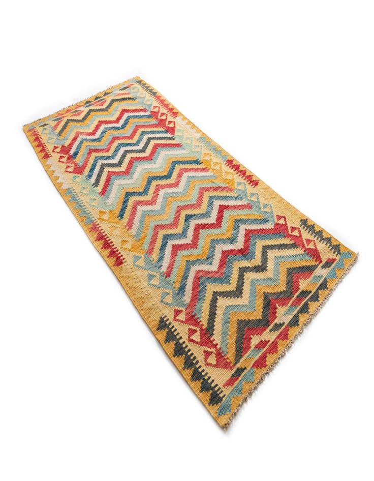 Detail image of  3' 4 x 6' 6  Hand Woven Kilim Maymana Wool Rug