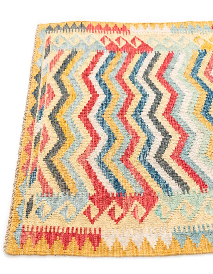 Detail image of  3' 4 x 6' 6  Hand Woven Kilim Maymana Wool Rug