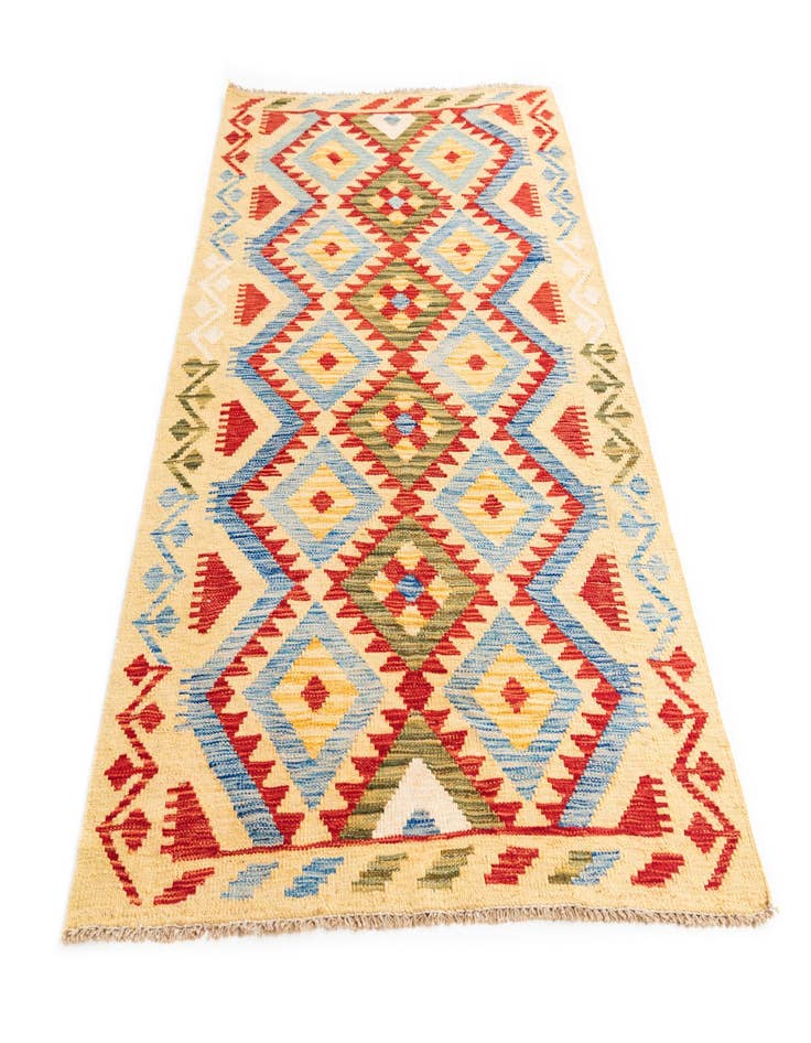 Detail image of  3' 6 x 5' 10  Hand Woven Kilim Maymana Wool Rug