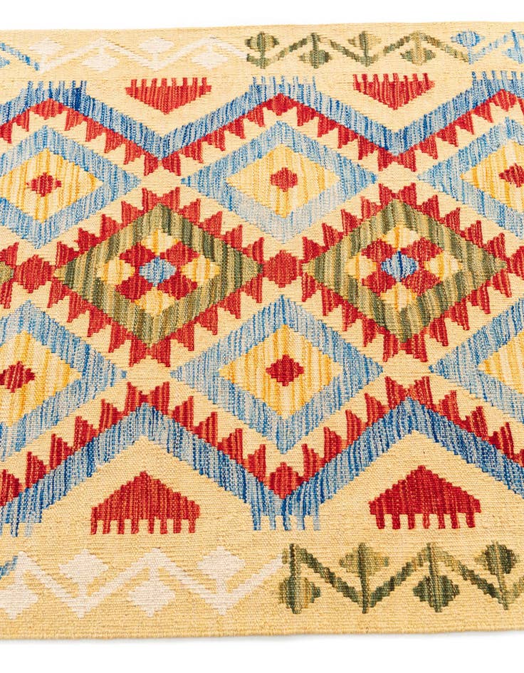Detail image of  3' 6 x 5' 10  Hand Woven Kilim Maymana Wool Rug