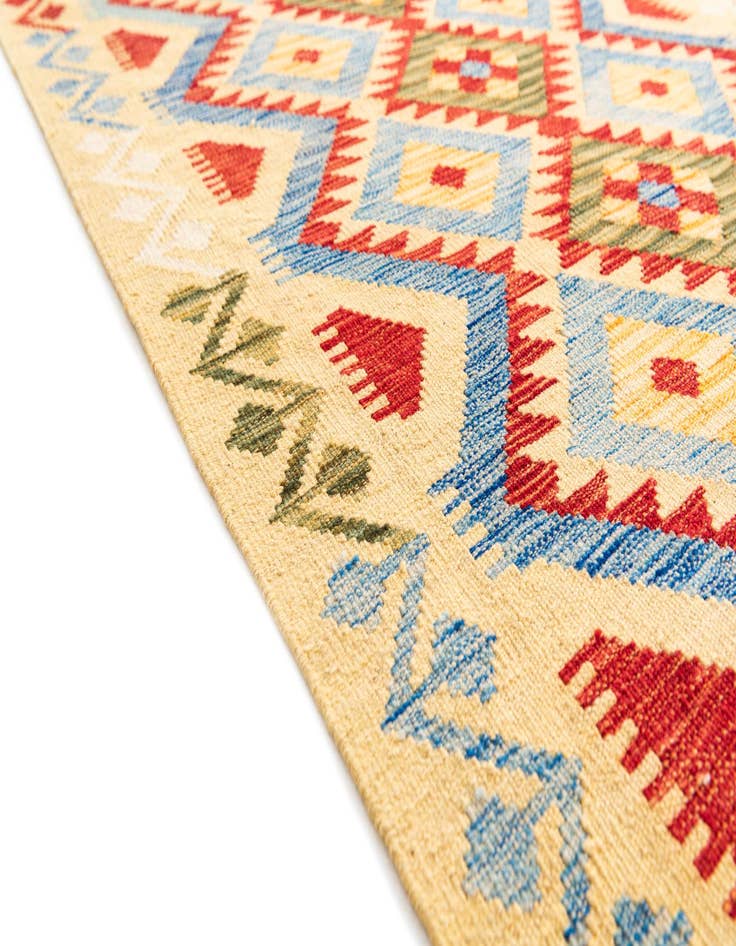 Detail image of  3' 6 x 5' 10  Hand Woven Kilim Maymana Wool Rug