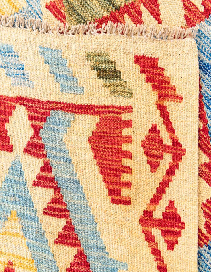 Detail image of  3' 6 x 5' 10  Hand Woven Kilim Maymana Wool Rug