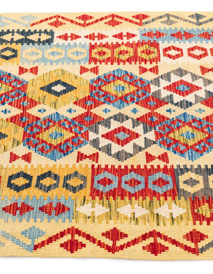 Detail image of  3' 6 x 6' 8  Hand Woven Kilim Maymana Wool Rug