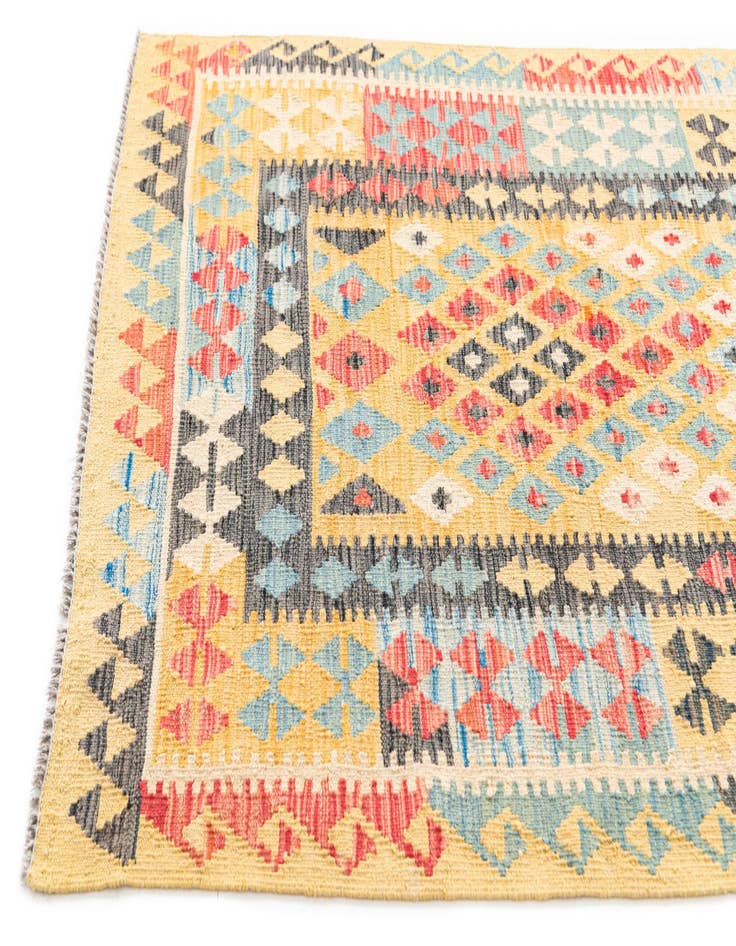 Detail image of  3' 7 x 6' 9  Hand Woven Kilim Maymana Wool Rug