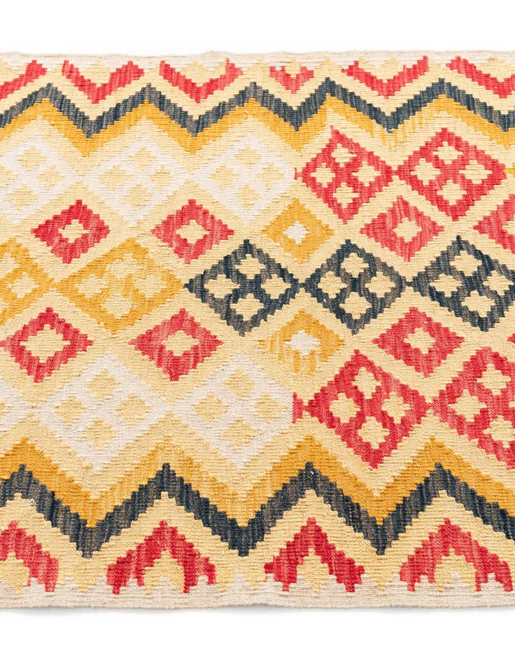 Detail image of  3' 6 x 6' 5  Hand Woven Kilim Maymana Wool Rug