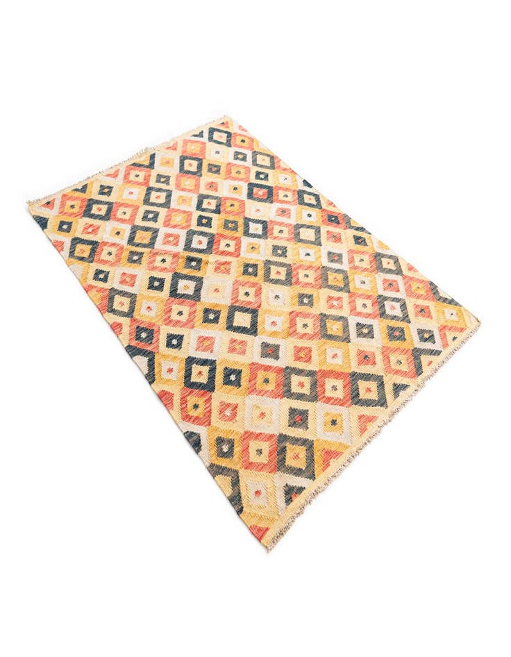 Detail image of  4' 1 x 5' 7  Hand Woven Kilim Maymana Wool Rug