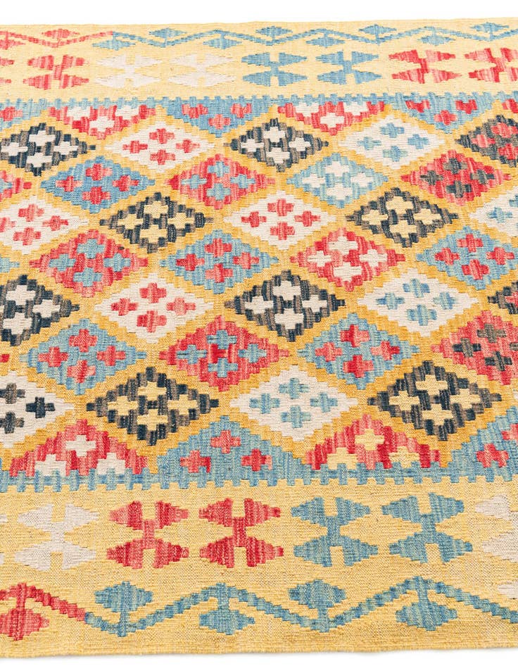 Detail image of  4' 3 x 5' 8  Hand Woven Kilim Maymana Wool Rug