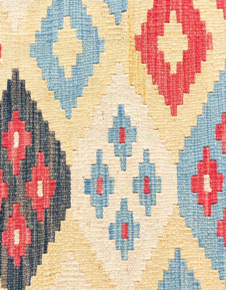 Detail image of  4' 1 x 6' 2  Hand Woven Kilim Maymana Wool Rug