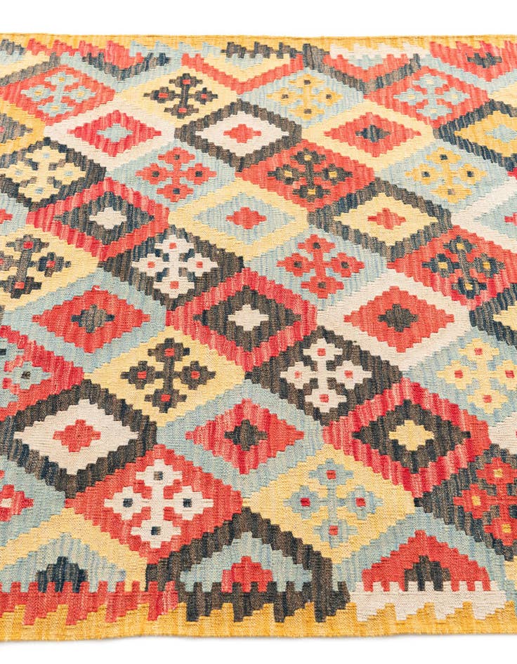 Detail image of  4' 3 x 5' 8  Hand Woven Kilim Maymana Wool Rug