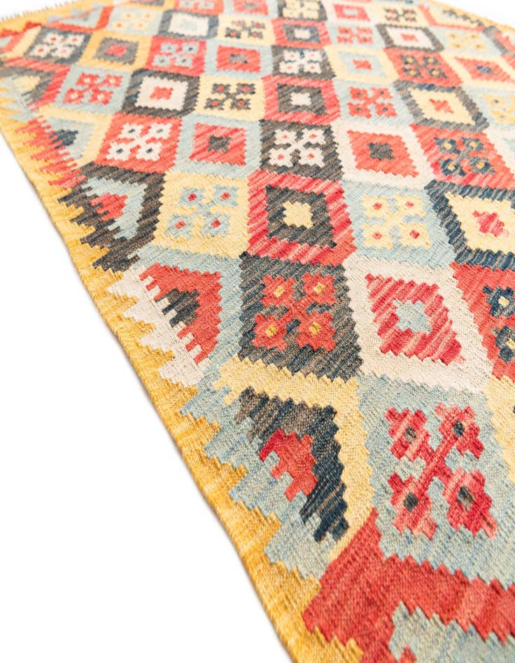 Detail image of  4' 3 x 5' 8  Hand Woven Kilim Maymana Wool Rug