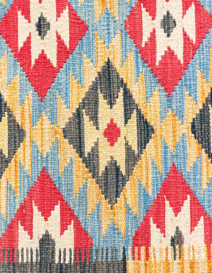Detail image of  4' 4 x 5' 9  Hand Woven Kilim Maymana Wool Rug
