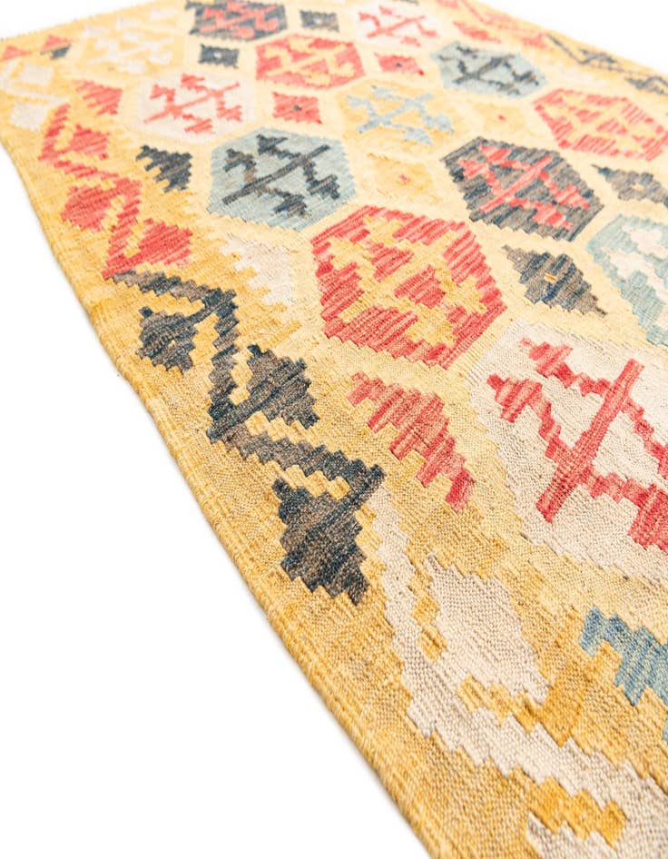 Detail image of  4' 3 x 6' 1  Hand Woven Kilim Maymana Wool Rug