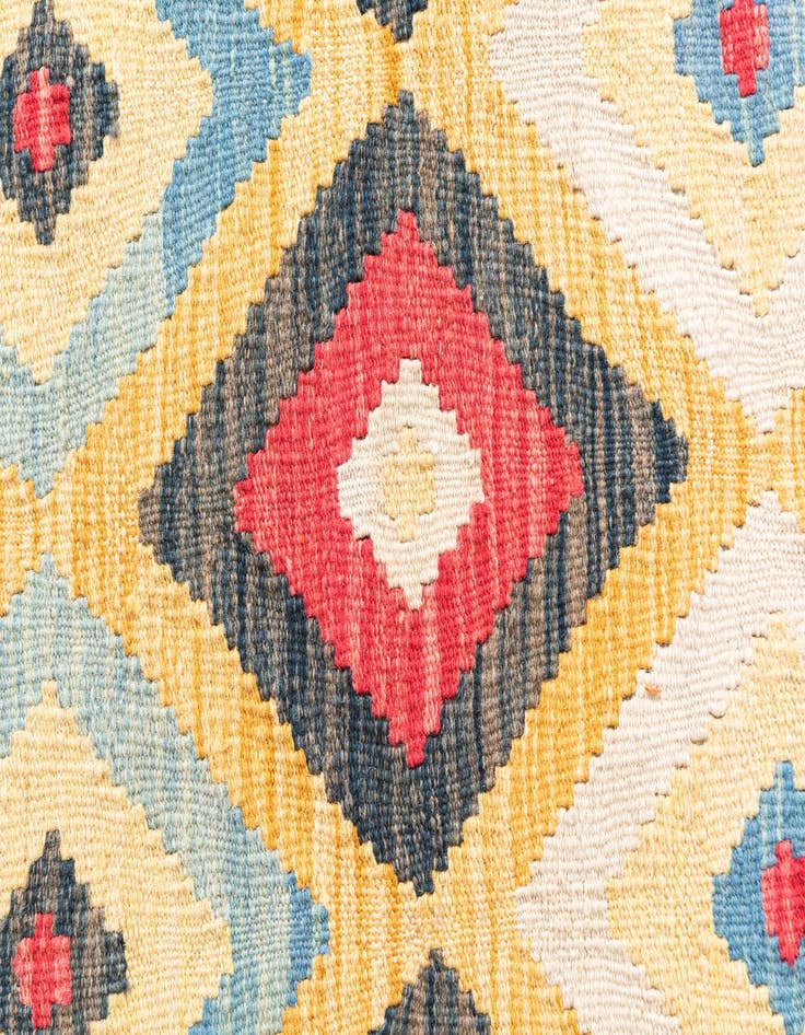 Detail image of  4' 2 x 5' 9  Hand Woven Kilim Maymana Wool Rug