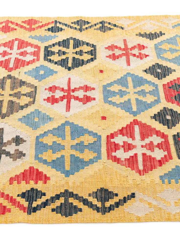 Detail image of  4' 2 x 6'  Hand Woven Kilim Maymana Wool Rug