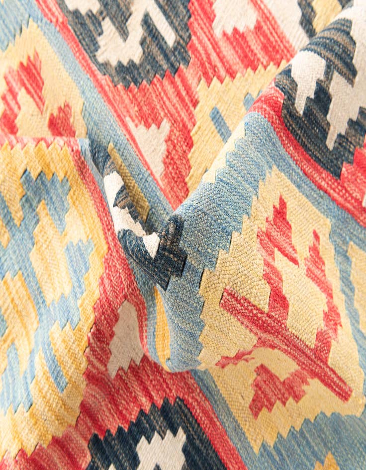 Detail image of  4' 3 x 5' 10  Hand Woven Kilim Maymana Wool Rug