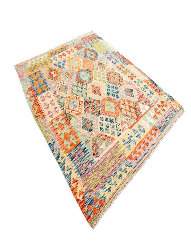 Detail image of  4' 9 x 5' 8  Hand Woven Kilim Maymana Wool Rug