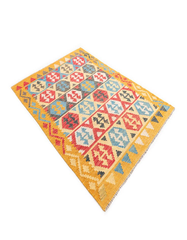 Detail image of  4' 3 x 5' 8  Hand Woven Kilim Maymana Wool Rug