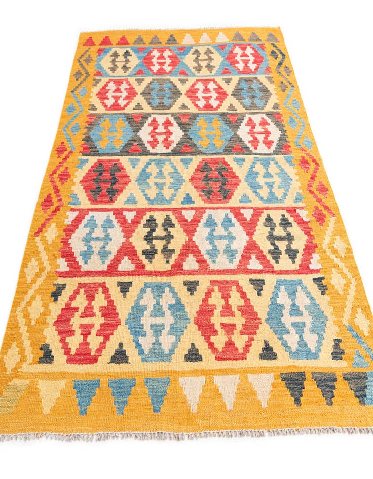 Detail image of  4' 3 x 5' 8  Hand Woven Kilim Maymana Wool Rug