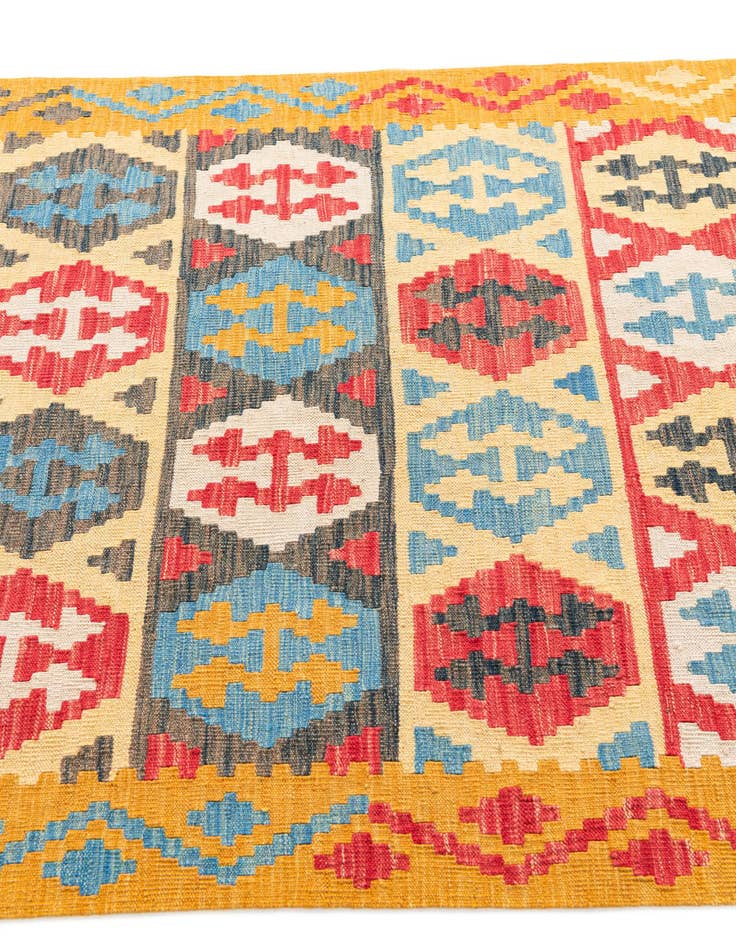 Detail image of  4' 3 x 5' 8  Hand Woven Kilim Maymana Wool Rug