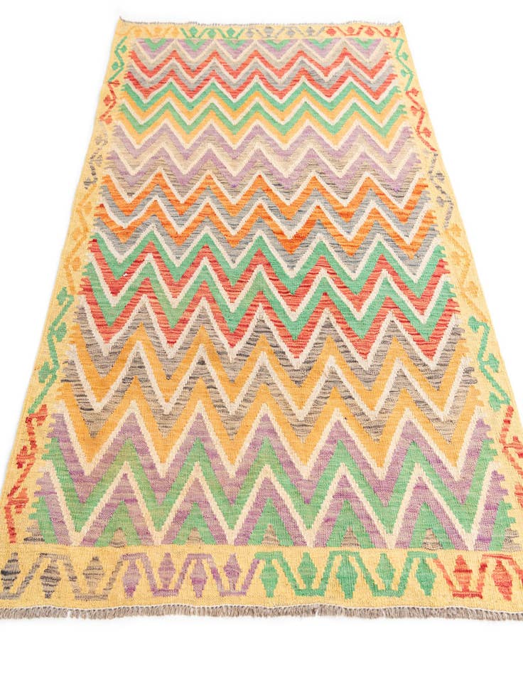 Detail image of  4' 2 x 5' 8  Hand Woven Kilim Maymana Wool Rug