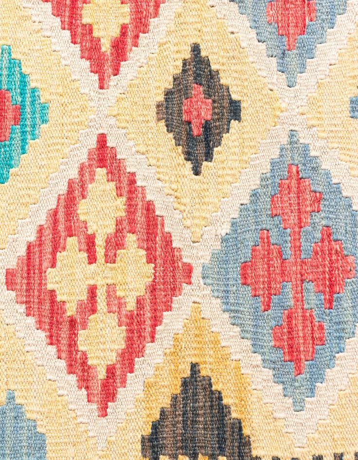 Detail image of  4' 3 x 5' 9  Hand Woven Kilim Maymana Wool Rug
