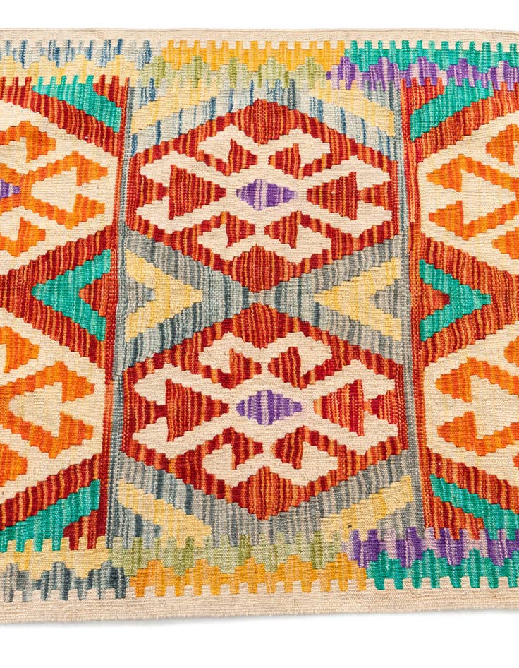 Detail image of  2' 10 x 4'  Hand Woven Kilim Maymana Wool Rug
