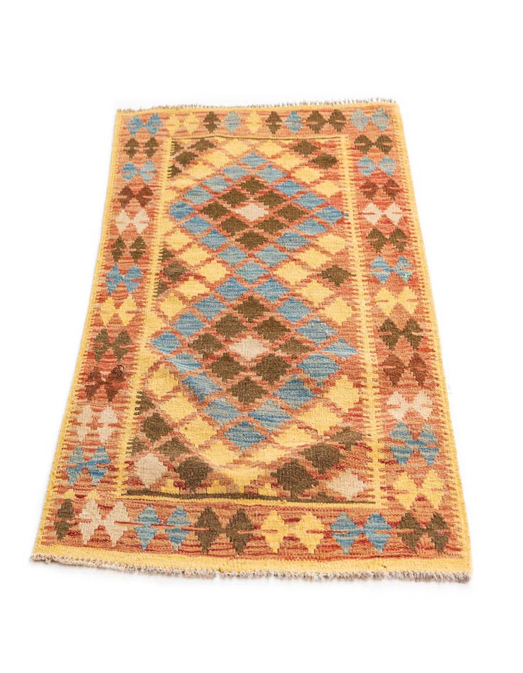 Detail image of  2' 9 x 4' 4  Hand Woven Kilim Maymana Wool Rug