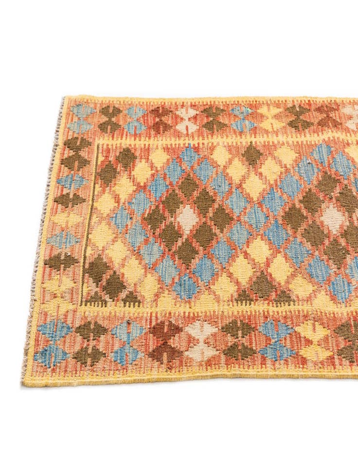 Detail image of  2' 9 x 4' 4  Hand Woven Kilim Maymana Wool Rug