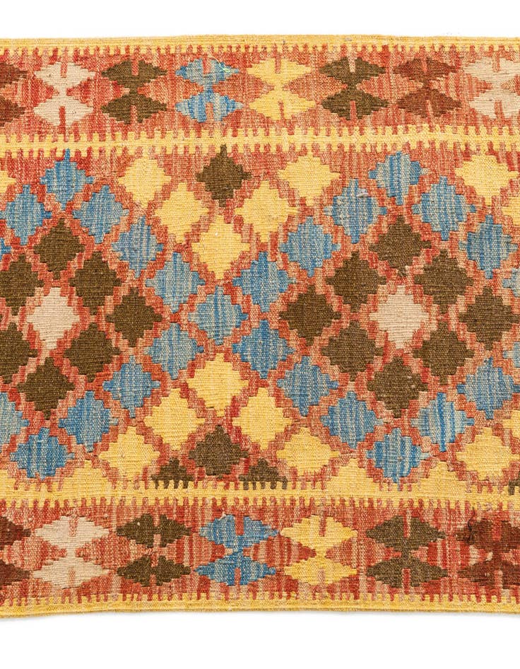Detail image of  2' 9 x 4' 4  Hand Woven Kilim Maymana Wool Rug
