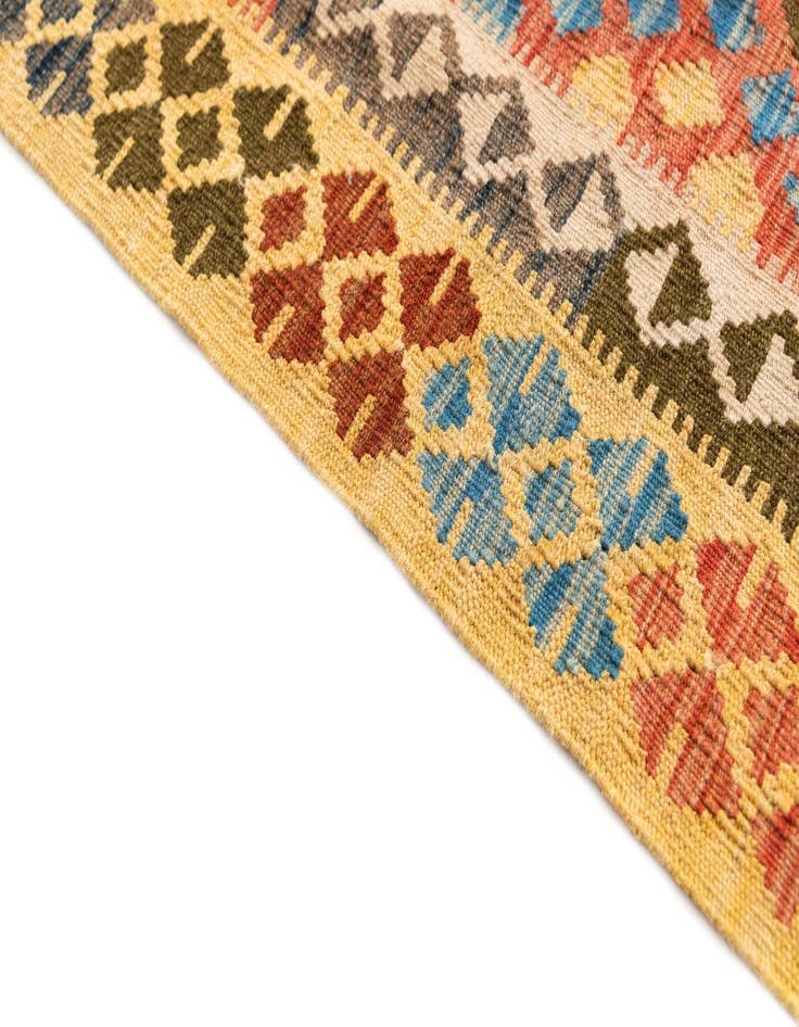 Detail image of  3' 2 x 5'  Hand Woven Kilim Maymana Wool Rug