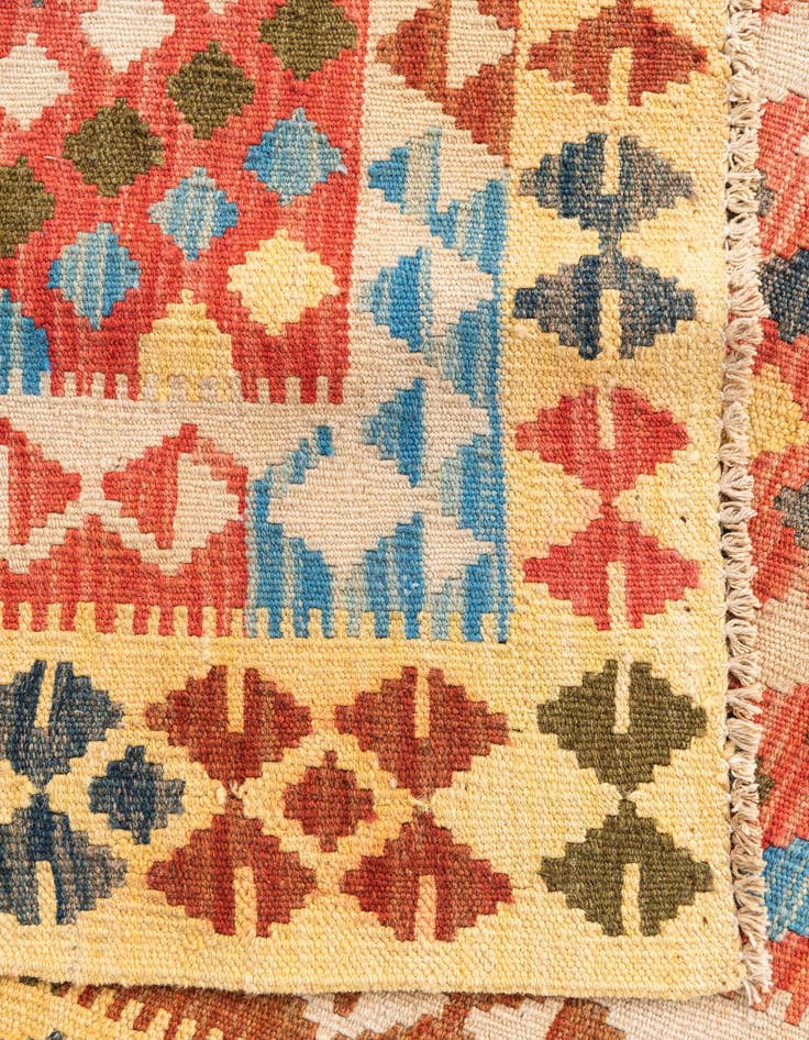 Detail image of  3' 2 x 5'  Hand Woven Kilim Maymana Wool Rug