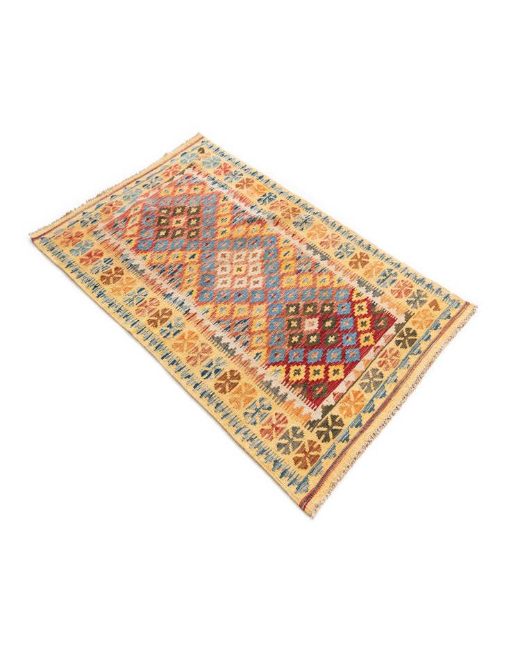 Detail image of  3' 3 x 5' 1  Hand Woven Kilim Maymana Wool Rug