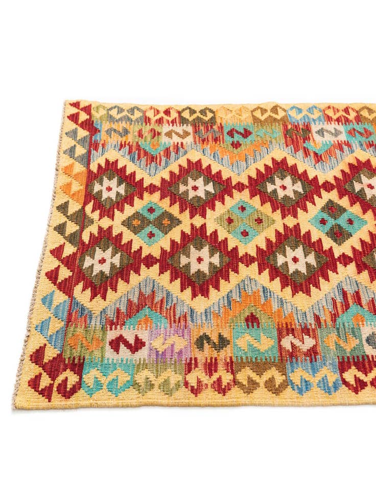 Detail image of  3' 3 x 4' 9  Hand Woven Kilim Maymana Wool Rug