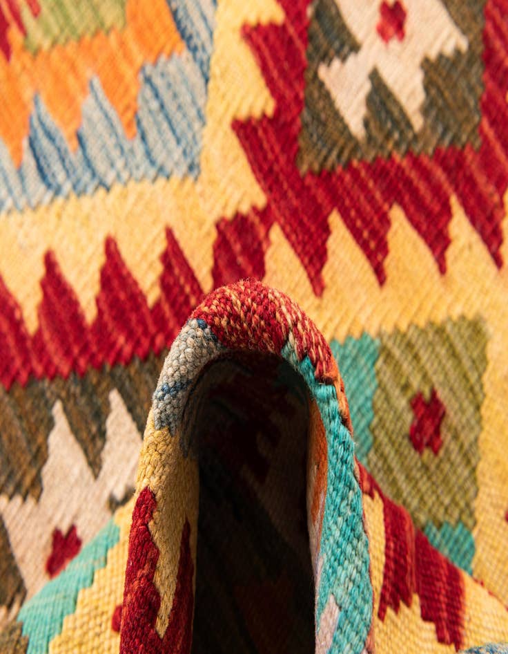 Detail image of  3' 3 x 4' 9  Hand Woven Kilim Maymana Wool Rug