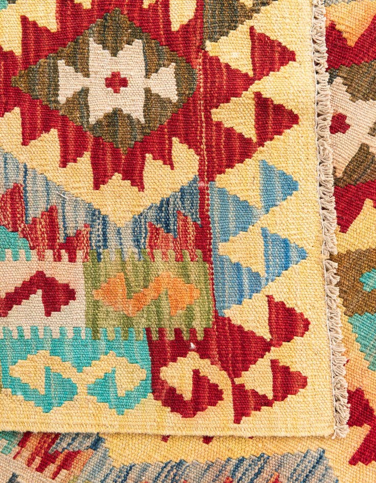 Detail image of  3' 3 x 4' 9  Hand Woven Kilim Maymana Wool Rug