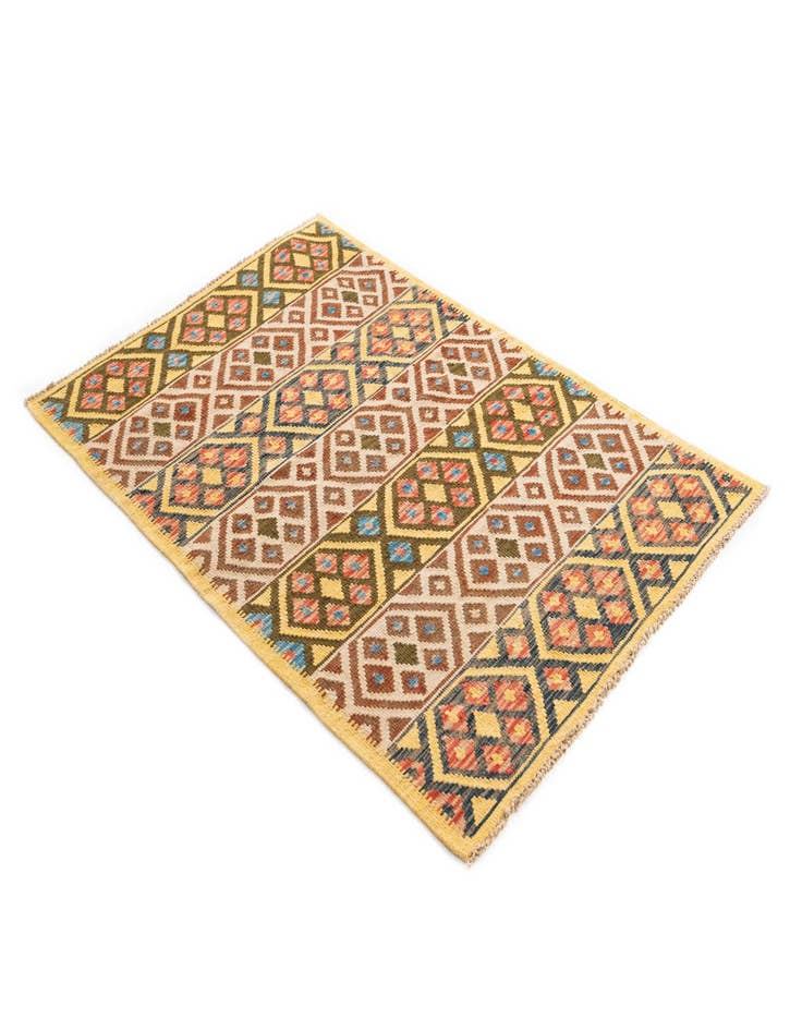 Detail image of  3' 4 x 5'  Hand Woven Kilim Maymana Wool Rug