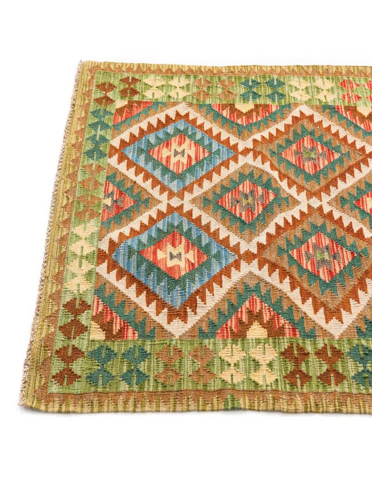 Detail image of  3' 3 x 4' 10  Hand Woven Kilim Maymana Wool Rug