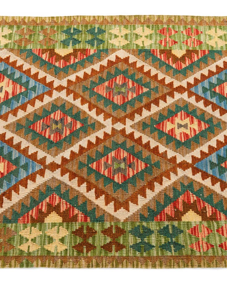 Detail image of  3' 3 x 4' 10  Hand Woven Kilim Maymana Wool Rug