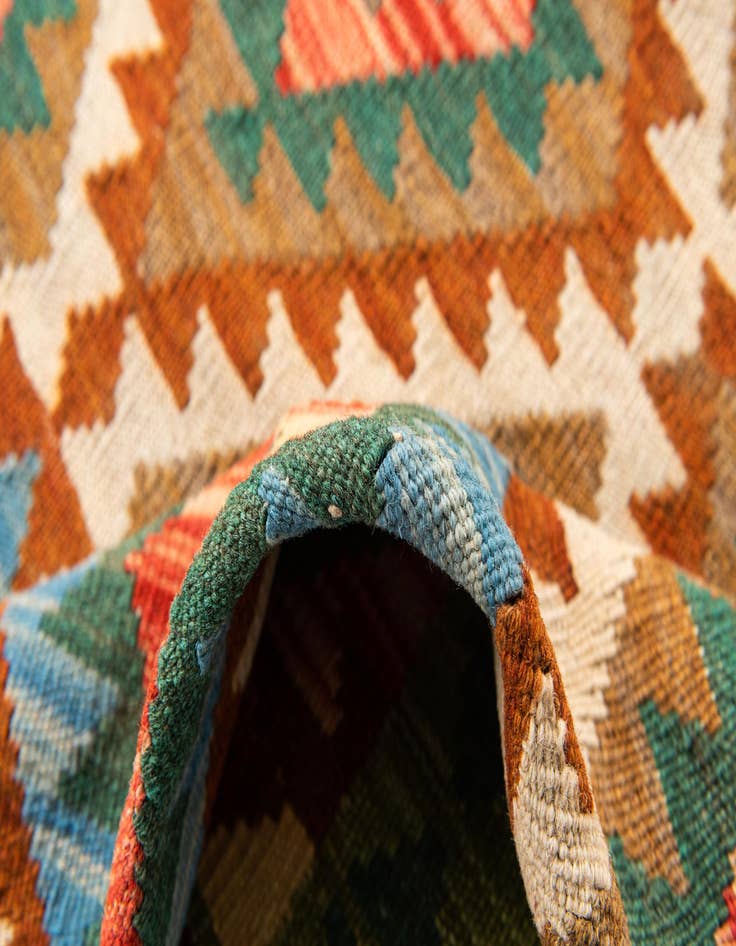 Detail image of  3' 3 x 4' 10  Hand Woven Kilim Maymana Wool Rug