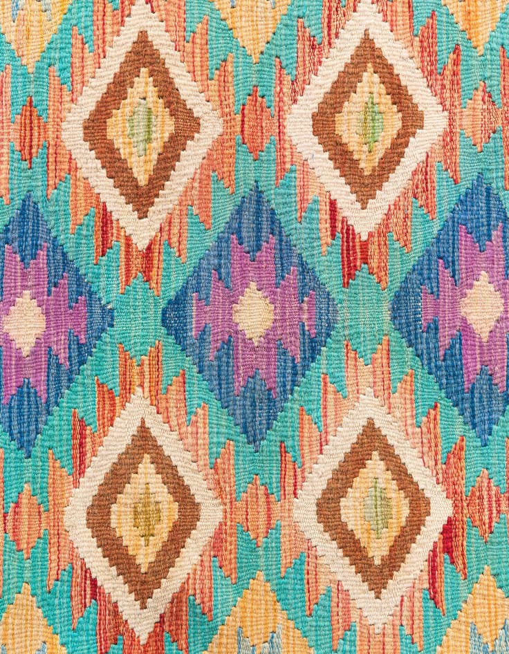 Detail image of  3' 4 x 5' 1  Hand Woven Kilim Maymana Wool Rug