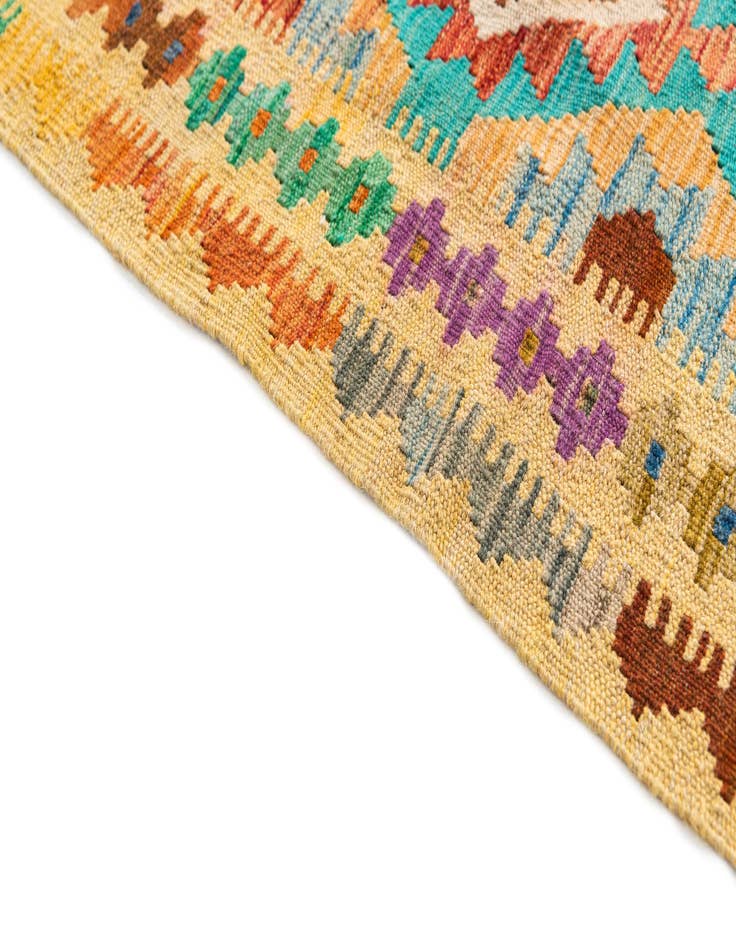 Detail image of  3' 4 x 5' 1  Hand Woven Kilim Maymana Wool Rug