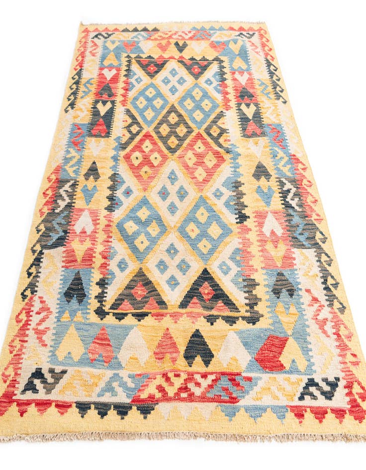 Detail image of  4' 3 x 6' 2  Hand Woven Kilim Maymana Wool Rug