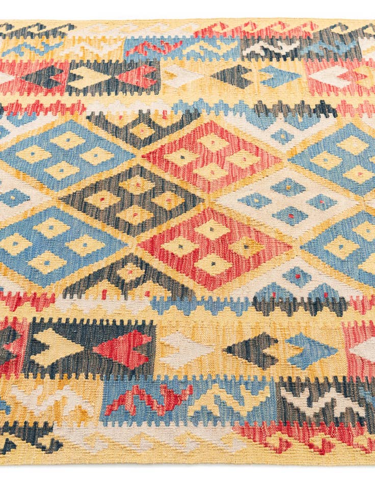 Detail image of  4' 3 x 6' 2  Hand Woven Kilim Maymana Wool Rug