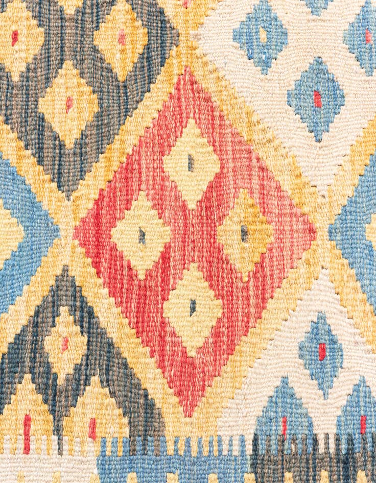 Detail image of  4' 3 x 6' 2  Hand Woven Kilim Maymana Wool Rug