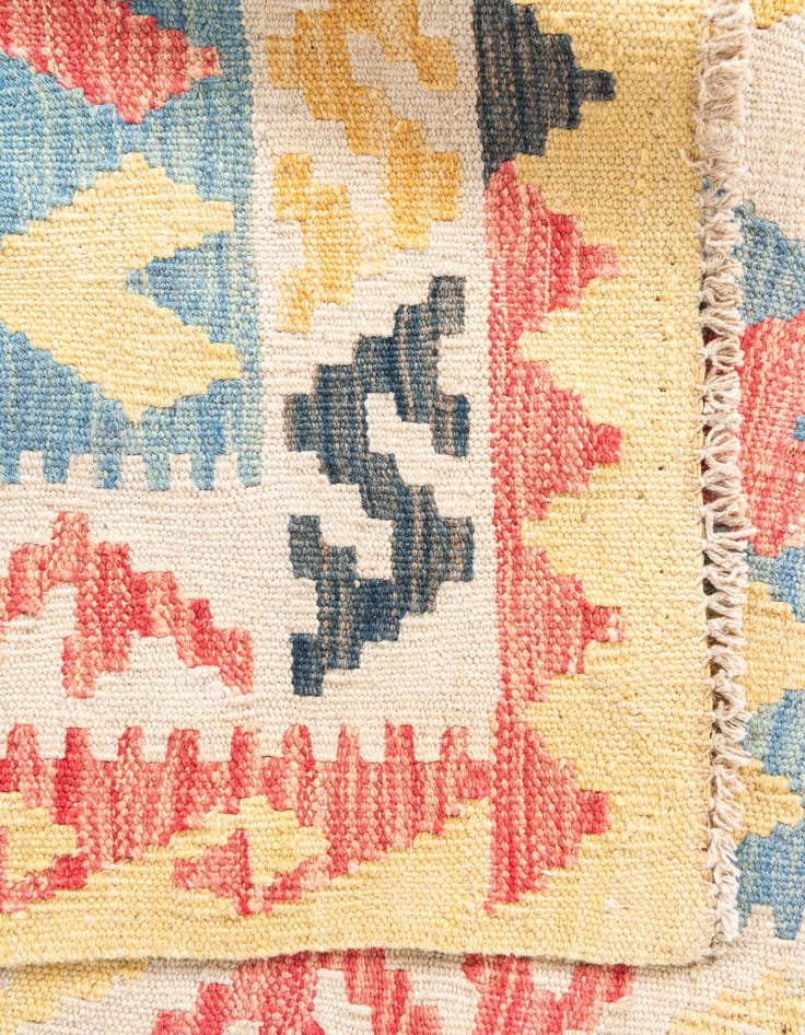 Detail image of  4' 3 x 6' 2  Hand Woven Kilim Maymana Wool Rug