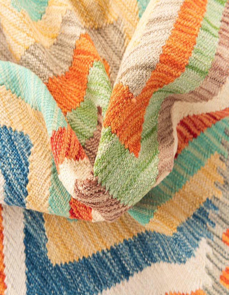 Detail image of  3' 5 x 6' 2  Hand Woven Kilim Maymana Wool Rug