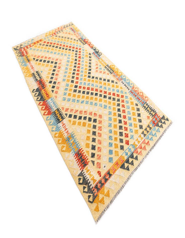 Detail image of  3' 8 x 6' 8  Hand Woven Kilim Maymana Wool Rug