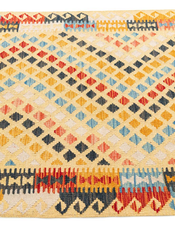 Detail image of  3' 8 x 6' 8  Hand Woven Kilim Maymana Wool Rug