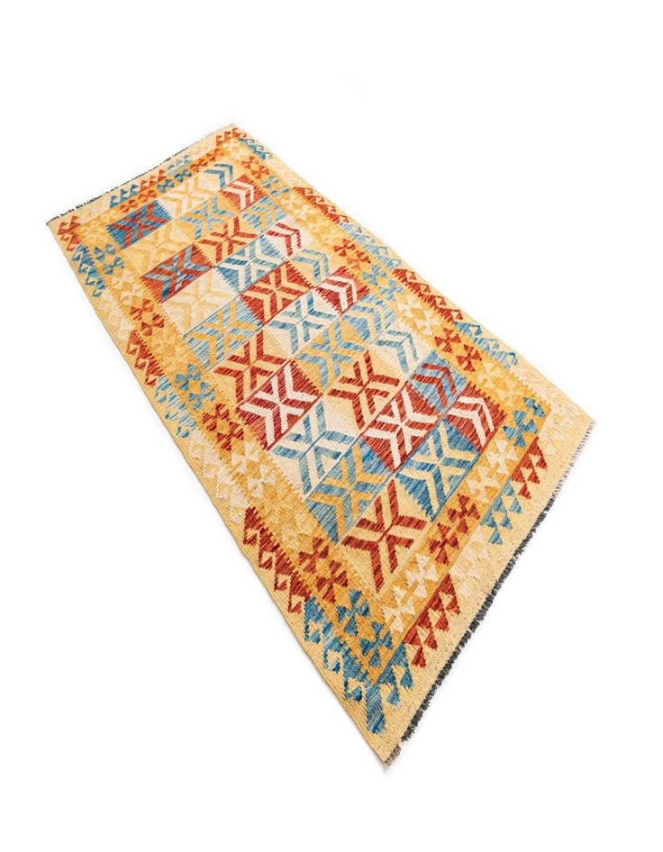 Detail image of  3' 6 x 6' 8  Hand Woven Kilim Maymana Wool Rug