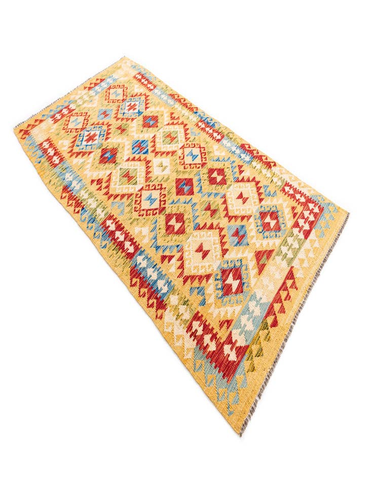 Detail image of  3' 6 x 6' 8  Hand Woven Kilim Maymana Wool Rug